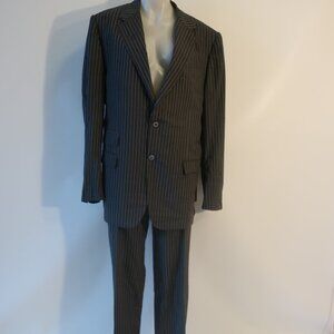 Mens Victor Talbots Gray Pinstriped Super 130's 2Pc Jacket Pant Suit 60L US/50L*